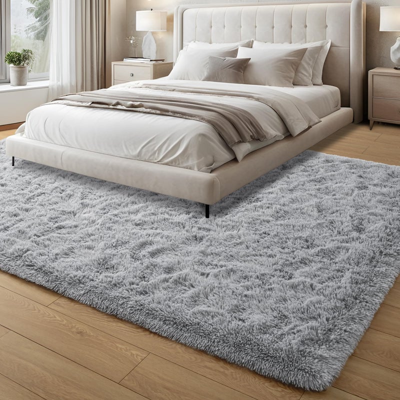 Foxmas Large Area Rugs for Living Room Bedroom 5x8 Feet, Fluffy Kids Room Plush Shaggy Nursery Rug Furry Throw Carpets for Boys Girls, College Dorm Fuzzy Rugs Home Decorate Rug, Grey - Image 2